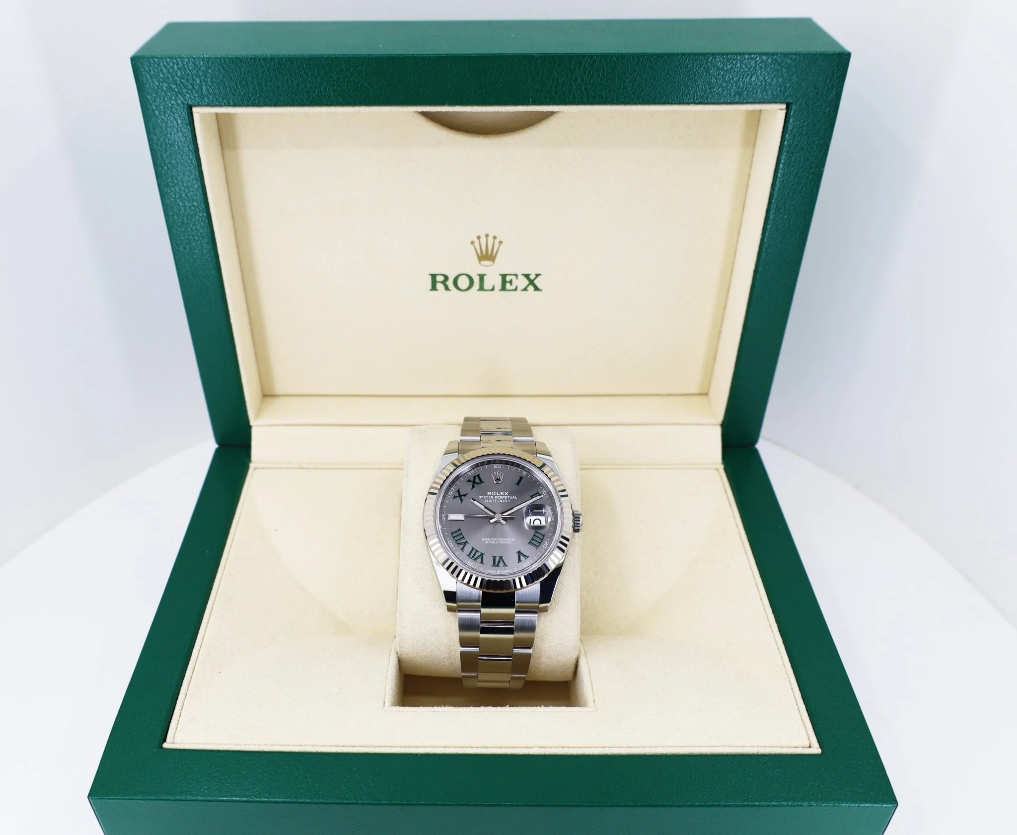 Rolex Datejust 41 White Gold/Steel Slate Roman Dial Fluted Bezel Oyster Bracelet 126334 - - Image 3