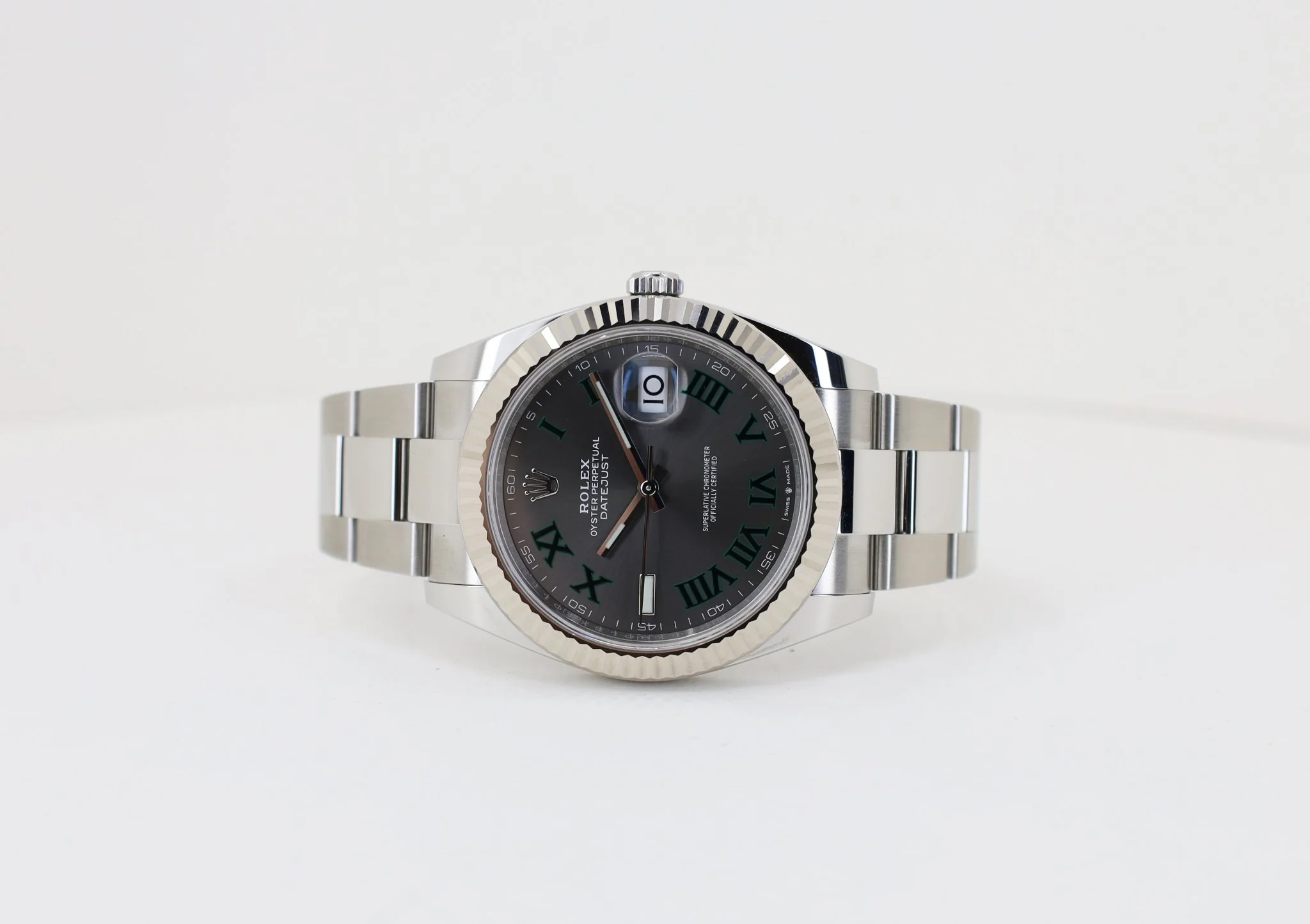 Rolex Datejust 41 White Gold/Steel Slate Roman Dial Fluted Bezel Oyster Bracelet 126334 - - Image 4
