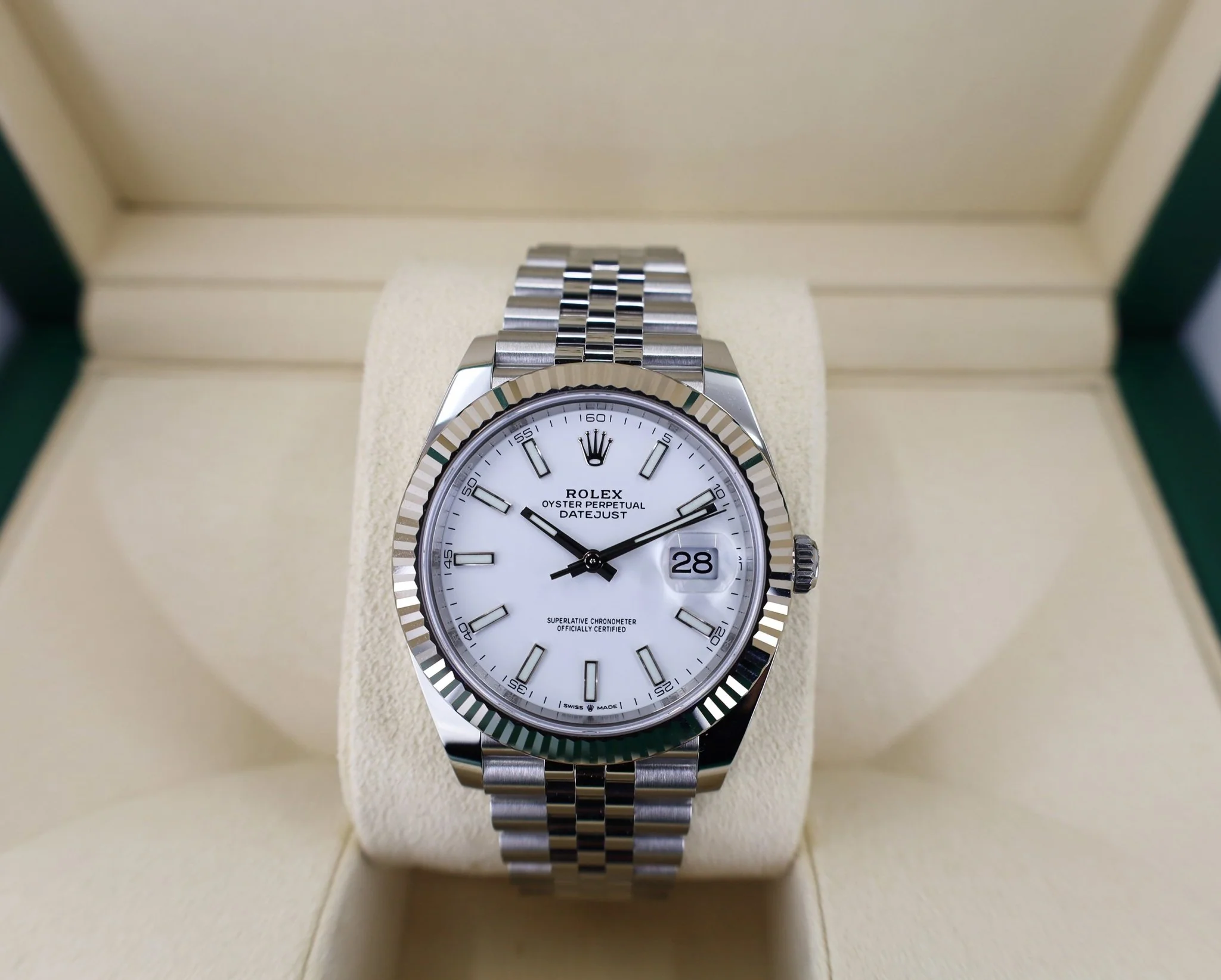 Rolex Datejust 41 White Gold/Steel White Index Dial Fluted Bezel Jubilee Bracelet 126334 - - Image 3