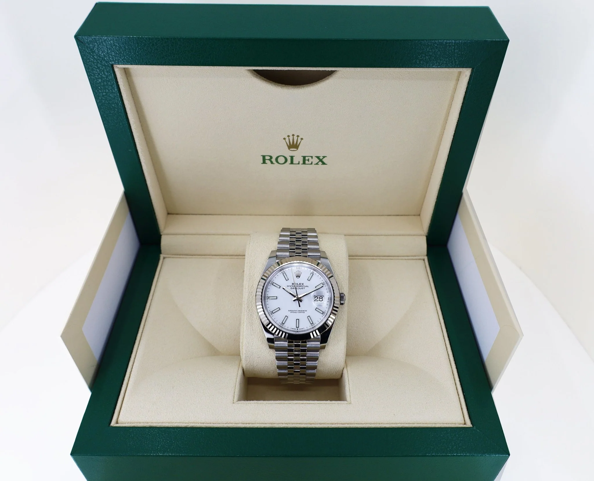 Rolex Datejust 41 White Gold/Steel White Index Dial Fluted Bezel Jubilee Bracelet 126334 - - Image 4