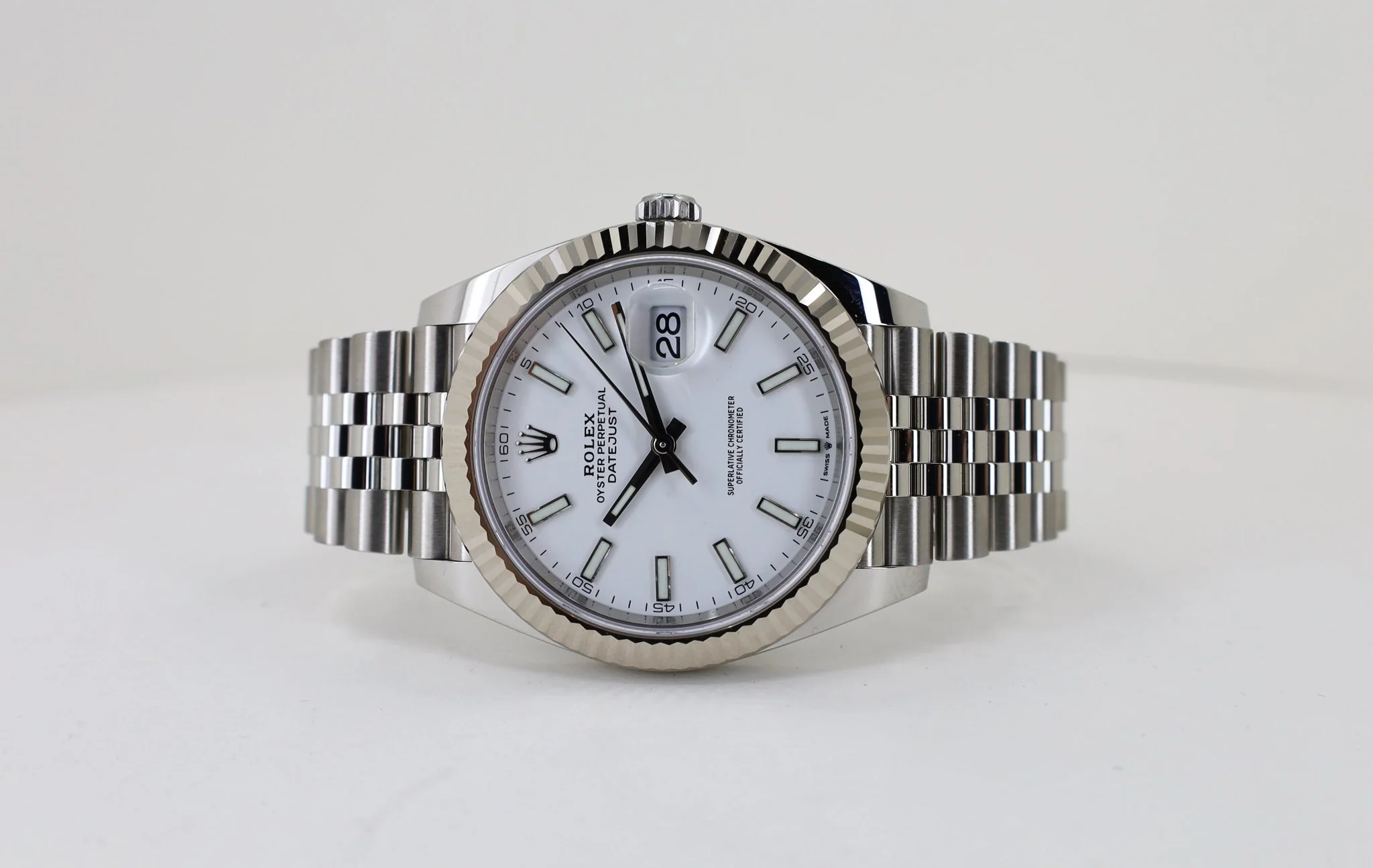 Rolex Datejust 41 White Gold/Steel White Index Dial Fluted Bezel Jubilee Bracelet 126334 - - Image 5
