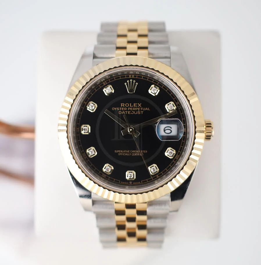 Rolex Datejust 41 Yellow Gold/Steel Black Diamond Dial Fluted Bezel Jubilee Bracelet 126333 - - Image 2