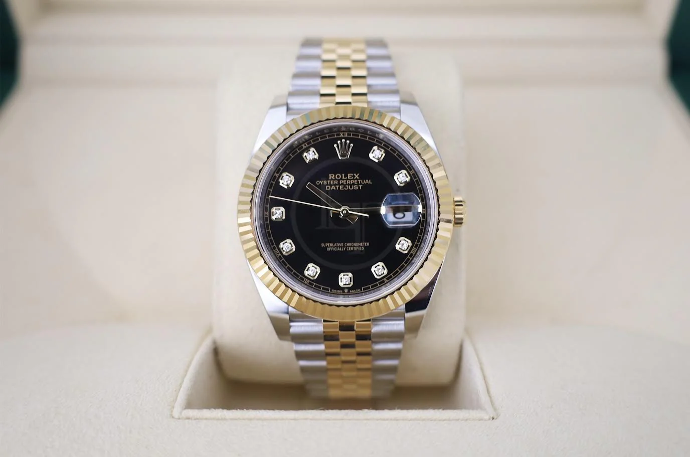 Rolex Datejust 41 Yellow Gold/Steel Black Diamond Dial Fluted Bezel Jubilee Bracelet 126333 - - Image 3