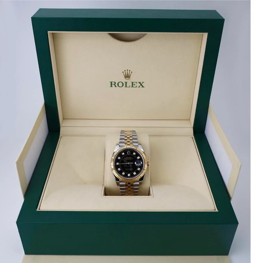 Rolex Datejust 41 Yellow Gold/Steel Black Diamond Dial Fluted Bezel Jubilee Bracelet 126333 - - Image 4