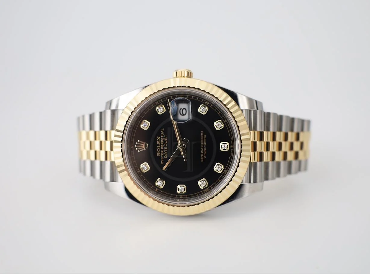 Rolex Datejust 41 Yellow Gold/Steel Black Diamond Dial Fluted Bezel Jubilee Bracelet 126333 - - Image 5