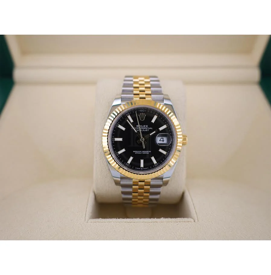 Rolex Datejust 41 Yellow Gold/Steel Black Index Dial Fluted Bezel Jubilee Bracelet 126333 - - Image 3