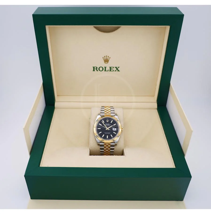Rolex Datejust 41 Yellow Gold/Steel Black Index Dial Fluted Bezel Jubilee Bracelet 126333 - - Image 4