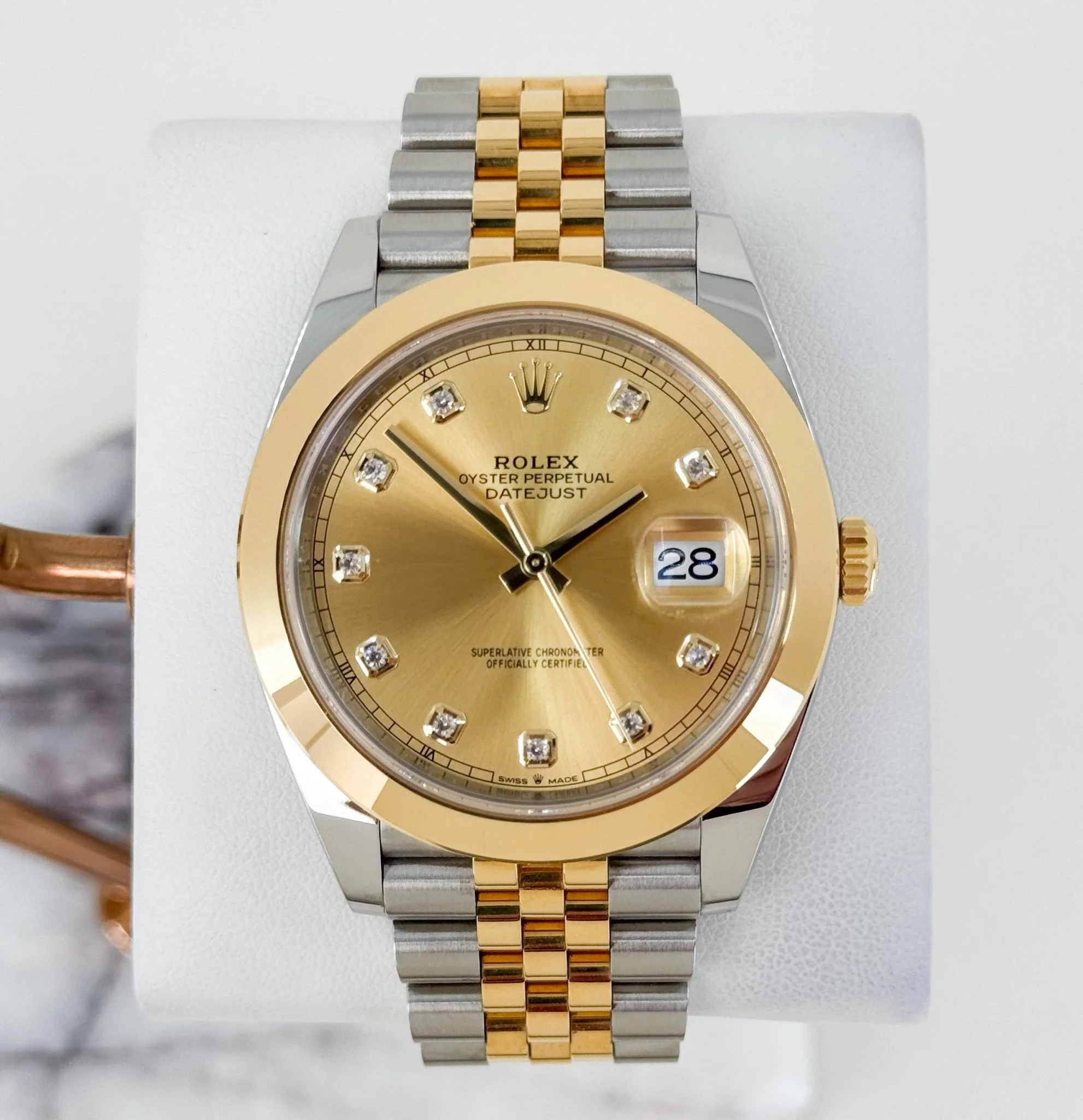 Rolex Datejust 41 Yellow Gold/Steel Champagne Diamond Dial Smooth Bezel Jubilee Bracelet 126303 - - Image 2