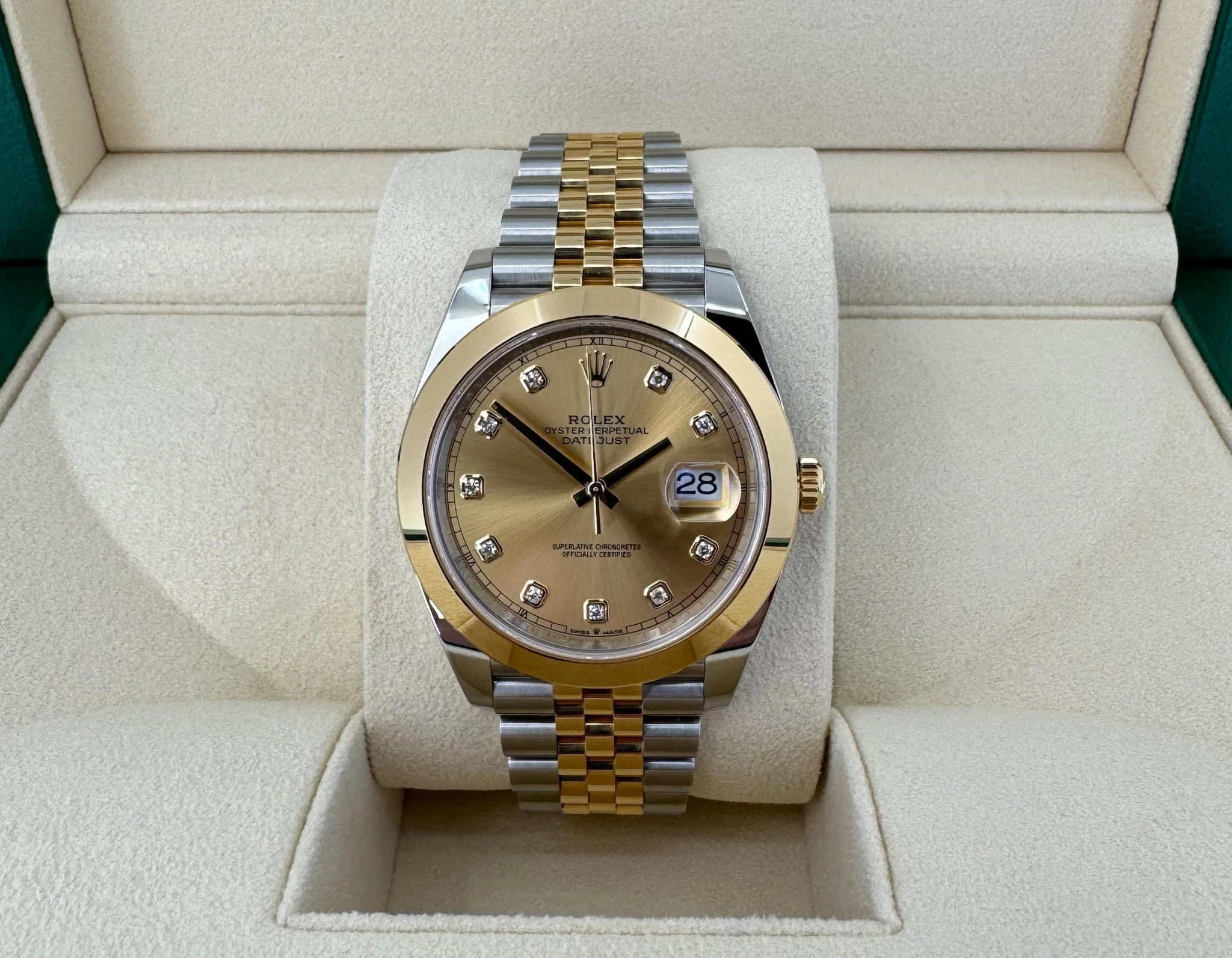 Rolex Datejust 41 Yellow Gold/Steel Champagne Diamond Dial Smooth Bezel Jubilee Bracelet 126303 - - Image 3