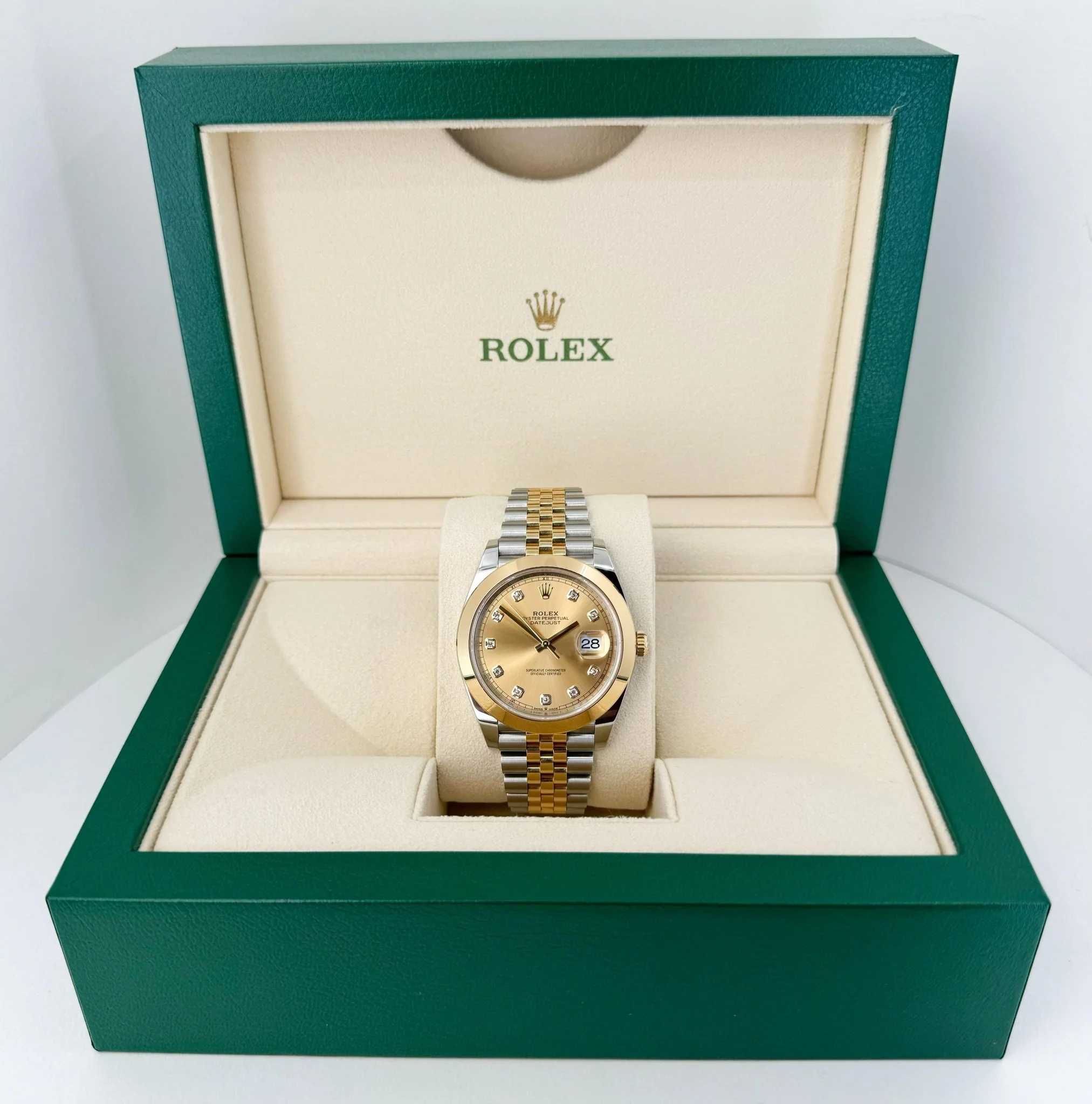 Rolex Datejust 41 Yellow Gold/Steel Champagne Diamond Dial Smooth Bezel Jubilee Bracelet 126303 - - Image 4
