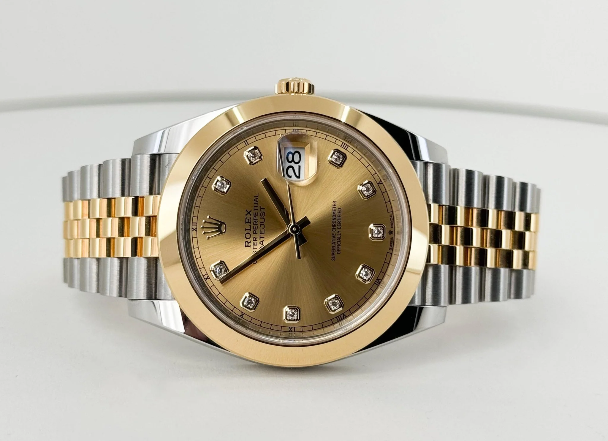Rolex Datejust 41 Yellow Gold/Steel Champagne Diamond Dial Smooth Bezel Jubilee Bracelet 126303 - - Image 5