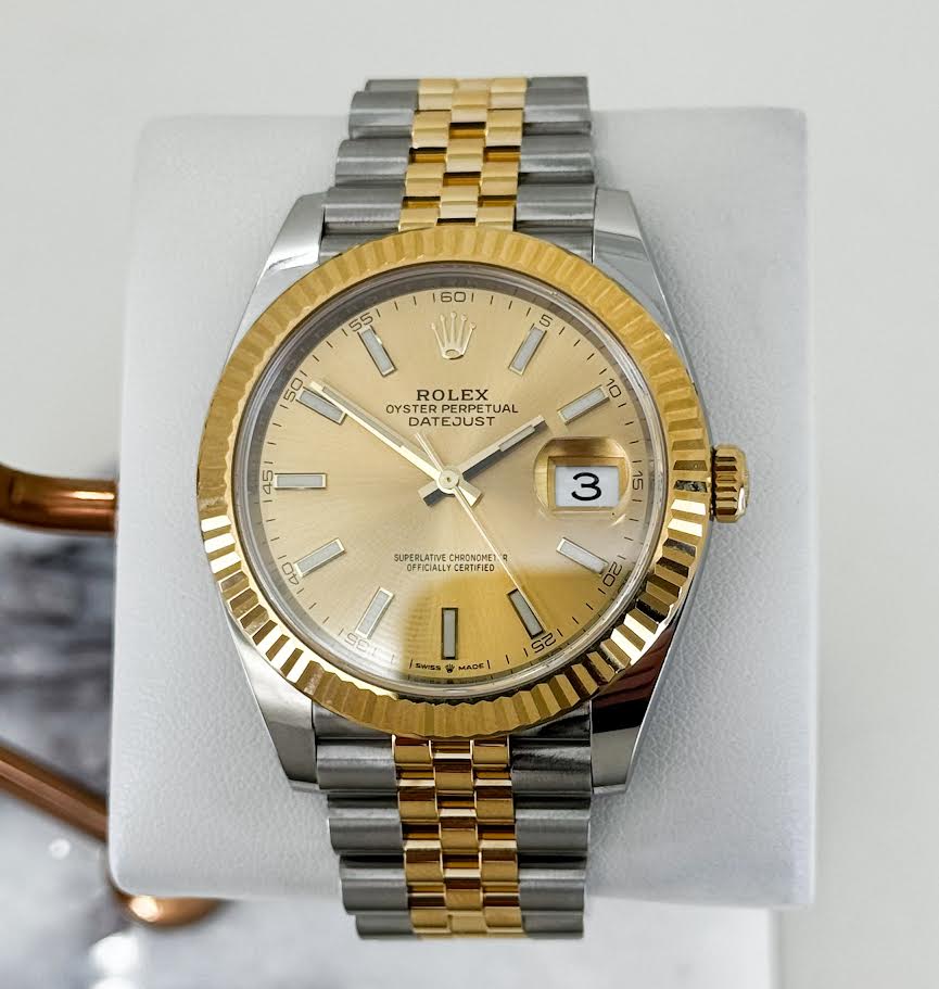 Rolex Datejust 41 Yellow Gold/Steel Champagne Index Dial Fluted Bezel Jubilee Bracelet 126333 - - Image 2