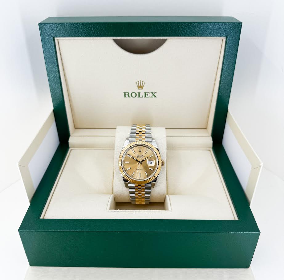 Rolex Datejust 41 Yellow Gold/Steel Champagne Index Dial Fluted Bezel Jubilee Bracelet 126333 - - Image 4
