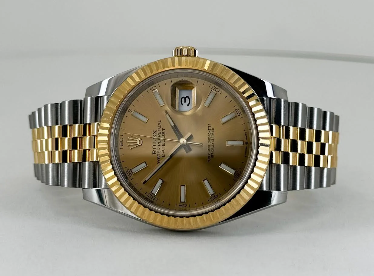 Rolex Datejust 41 Yellow Gold/Steel Champagne Index Dial Fluted Bezel Jubilee Bracelet 126333 - - Image 5