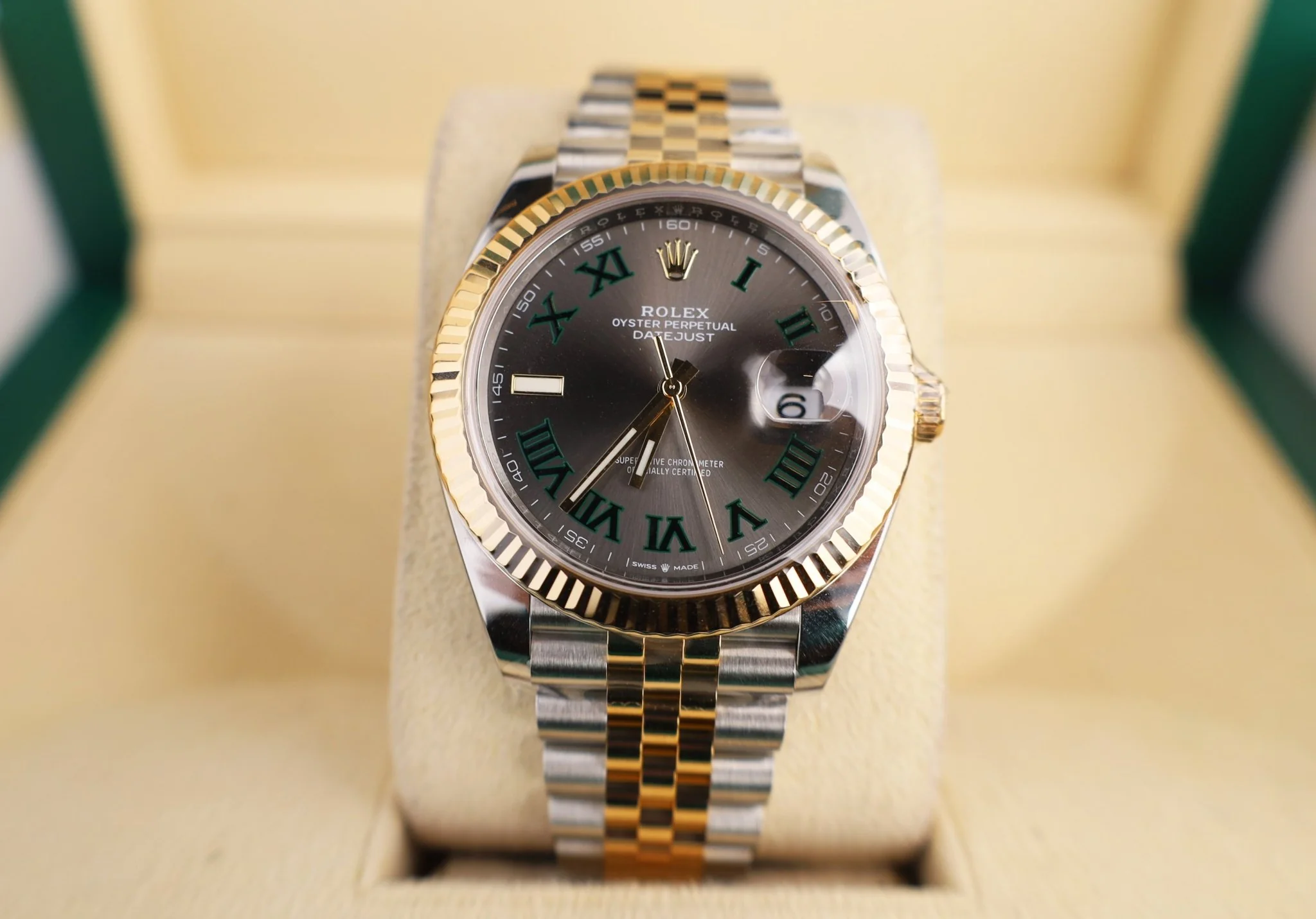 Rolex Datejust 41 Yellow Gold/Steel Slate Roman Dial Fluted Bezel Jubilee Bracelet 126333 - - Image 2