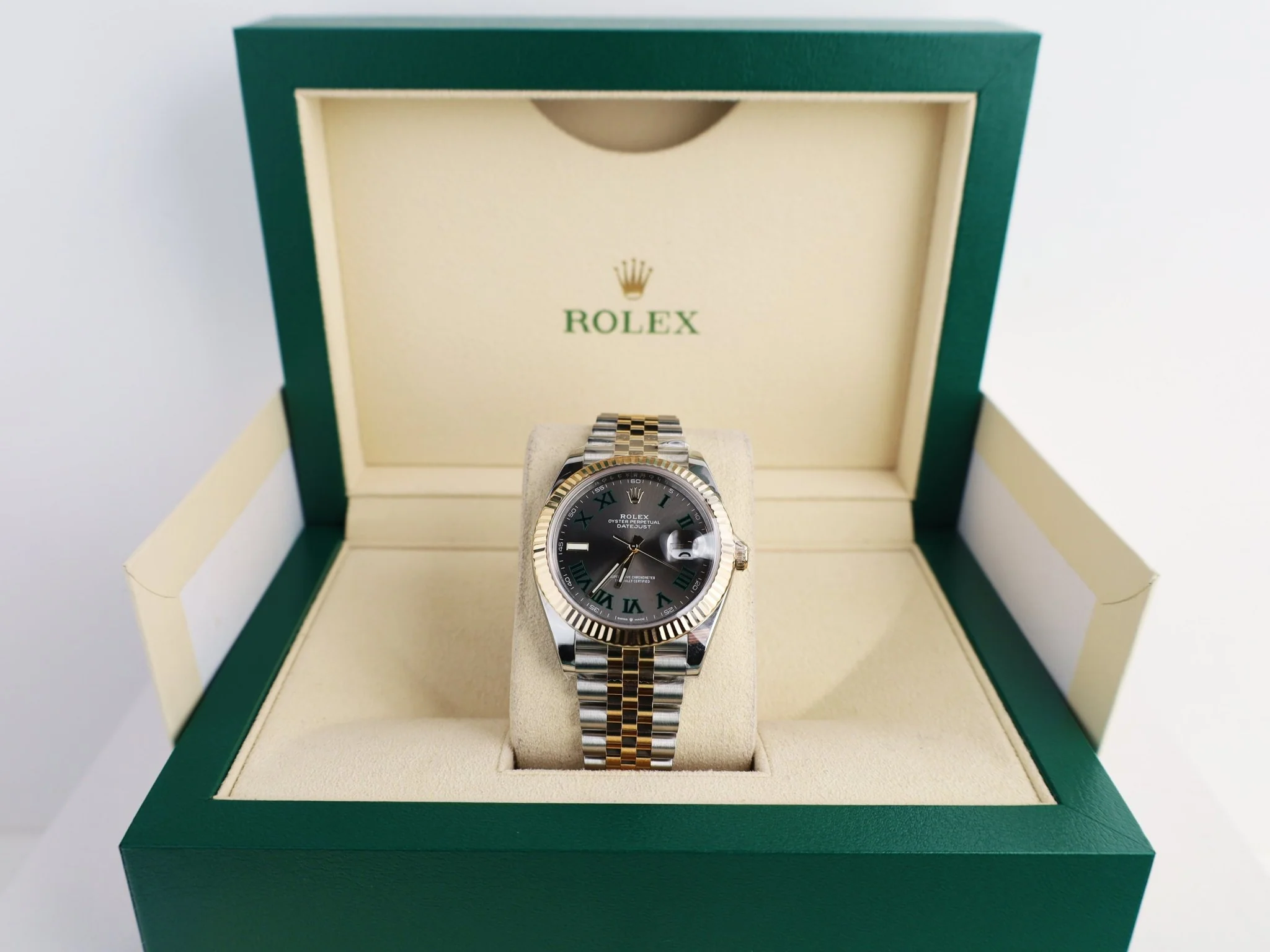 Rolex Datejust 41 Yellow Gold/Steel Slate Roman Dial Fluted Bezel Jubilee Bracelet 126333 - - Image 3