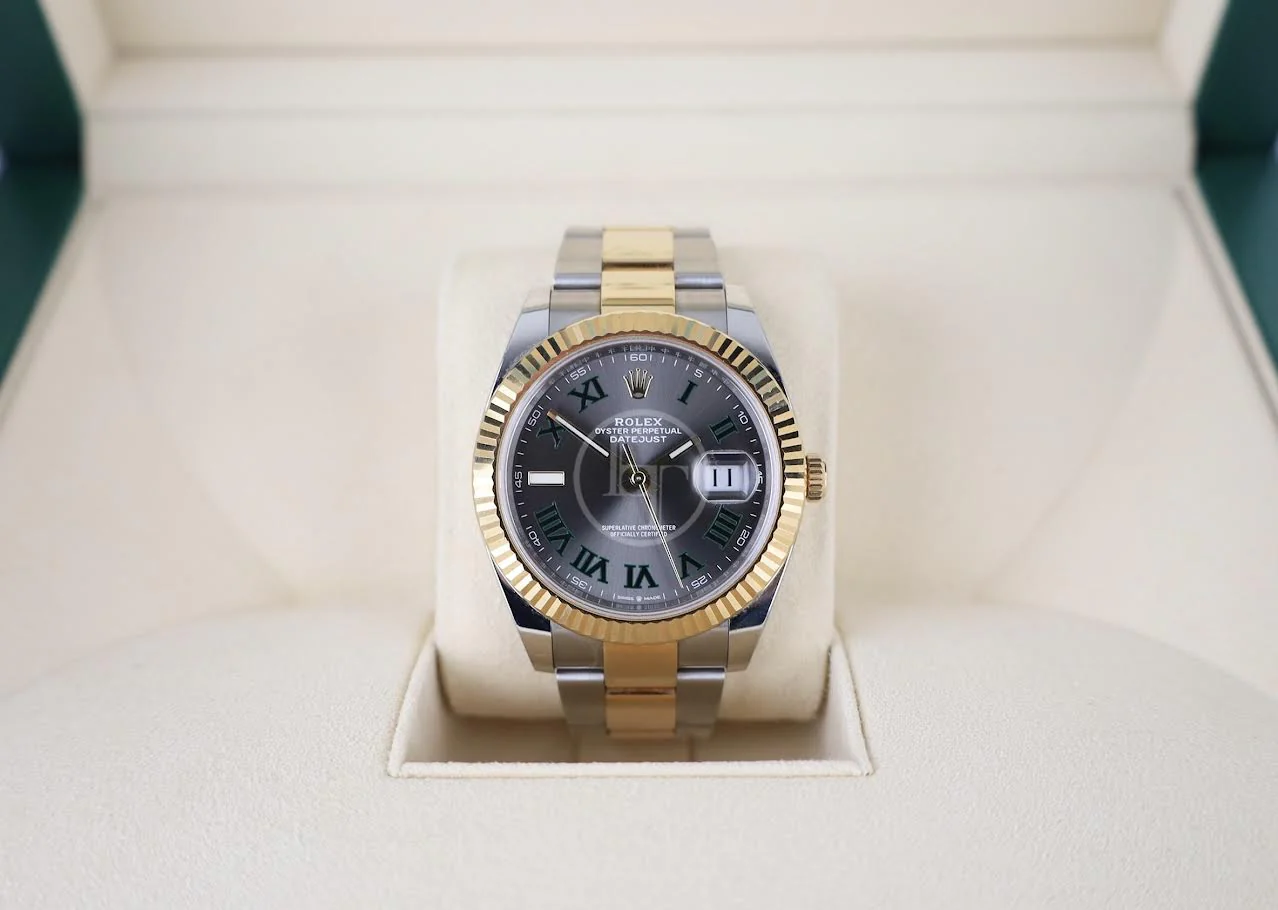 Rolex Datejust 41 Yellow Gold/Steel Slate Roman Dial Fluted Bezel Oyster Bracelet 126333 - - Image 3