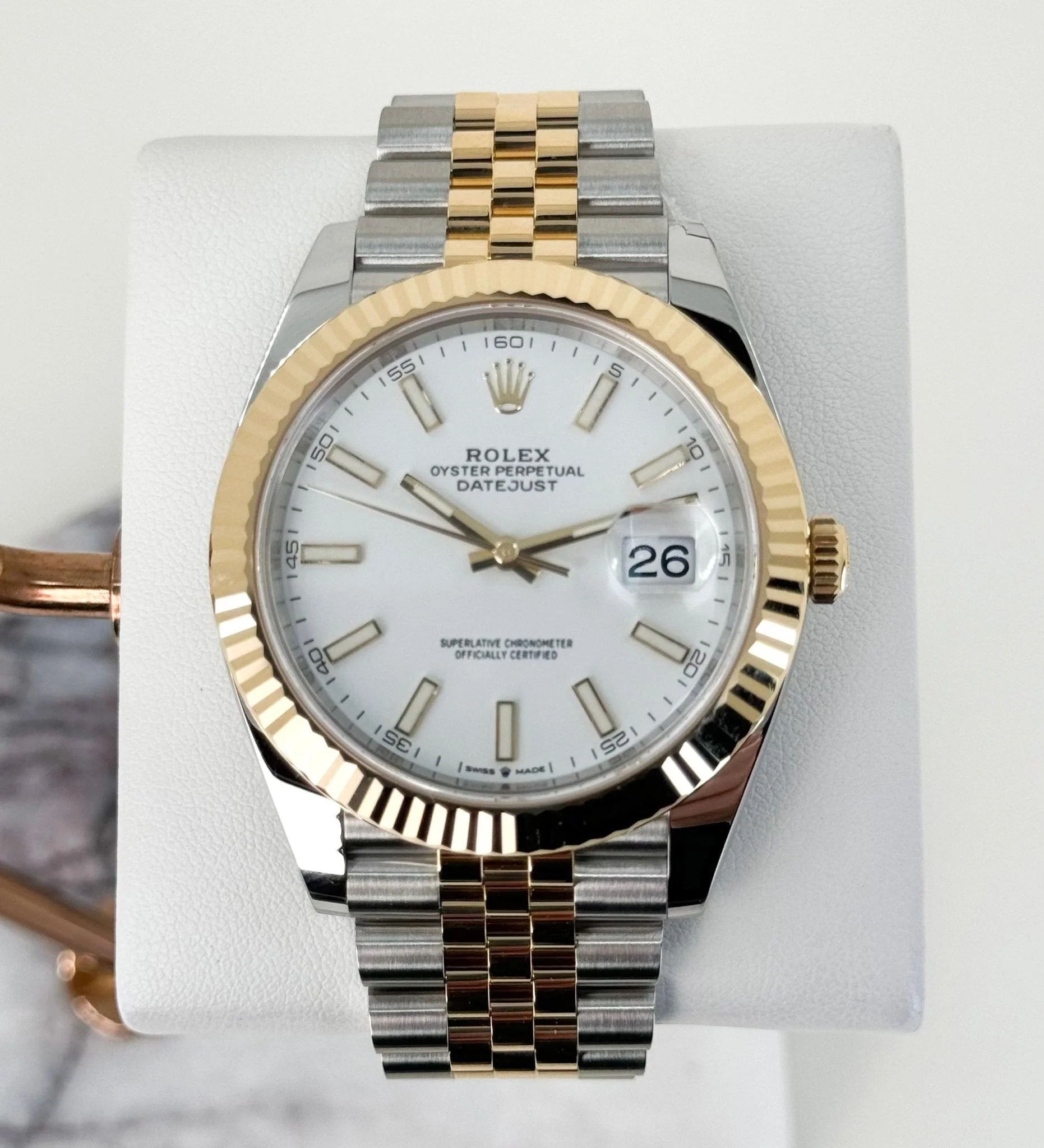 Rolex Datejust 41 Yellow Gold/Steel White Index Dial Fluted Bezel Jubilee Bracelet 126333 - - Image 2