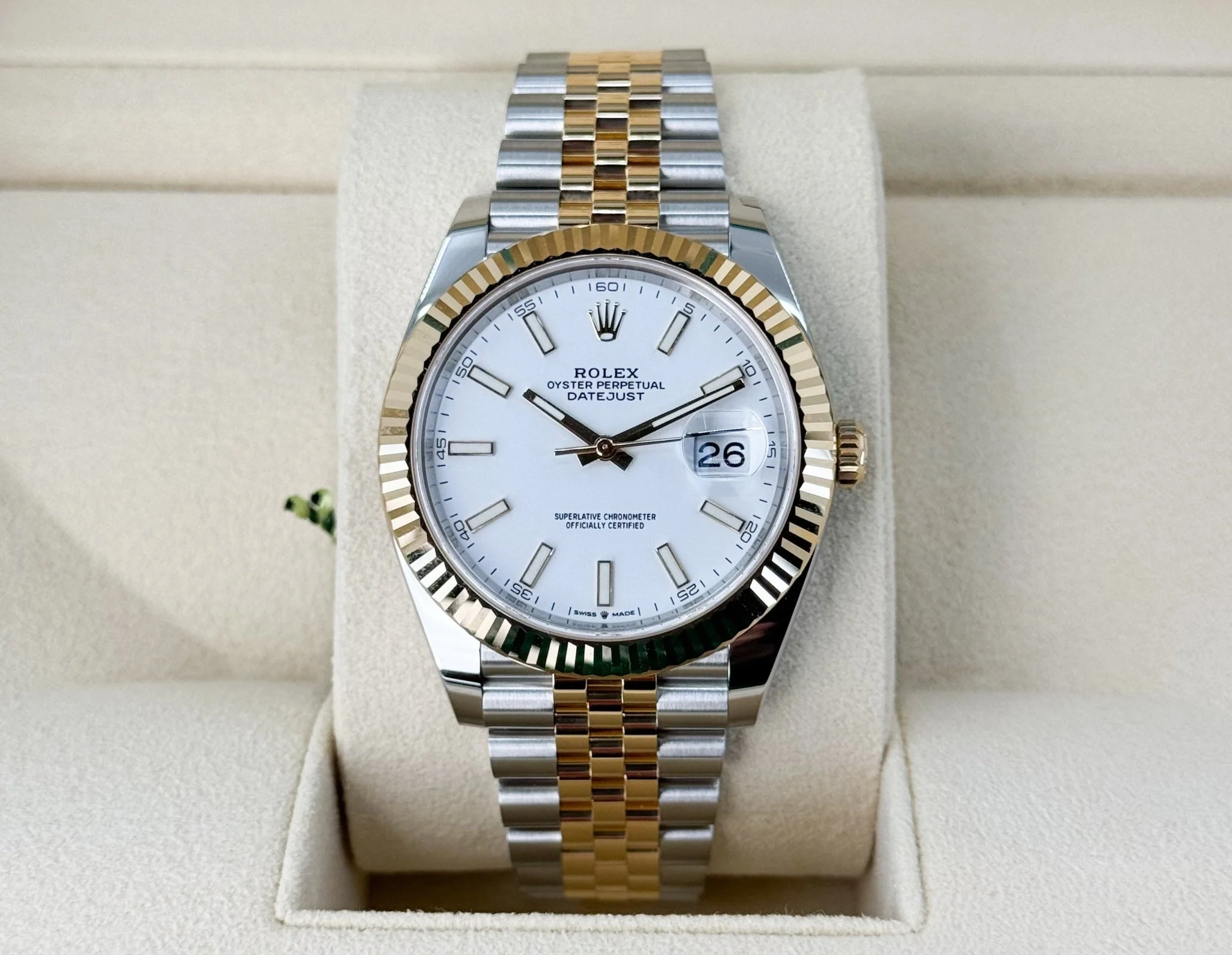 Rolex Datejust 41 Yellow Gold/Steel White Index Dial Fluted Bezel Jubilee Bracelet 126333 - - Image 3
