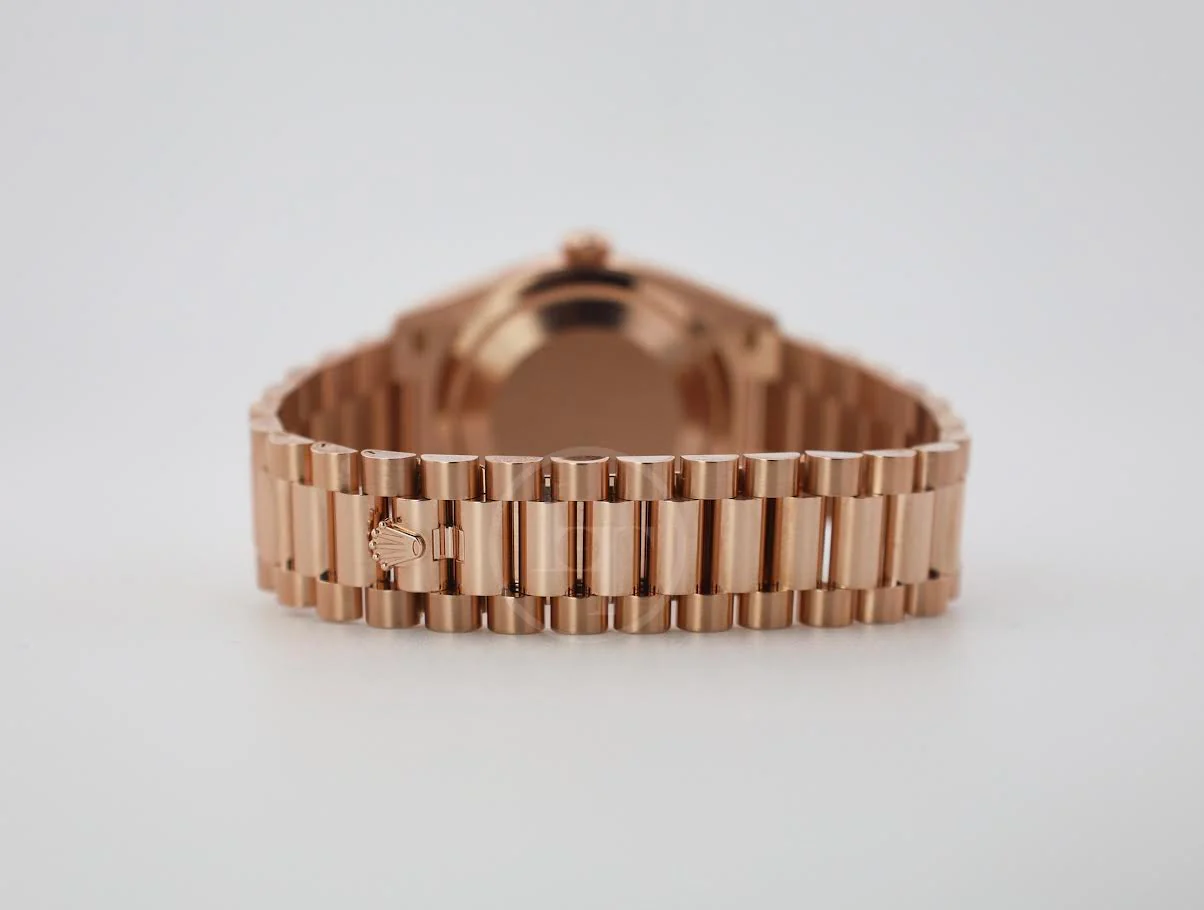 Rolex Day-Date 36 mm President Rose Gold Green Aventurine Diamond Dial Fluted Bezel - 128235 - Image 10