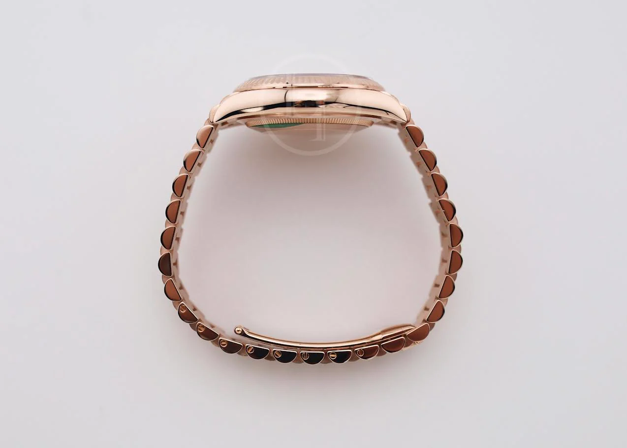 Rolex Day-Date 36 mm President Rose Gold Green Aventurine Diamond Dial Fluted Bezel - 128235 - Image 9
