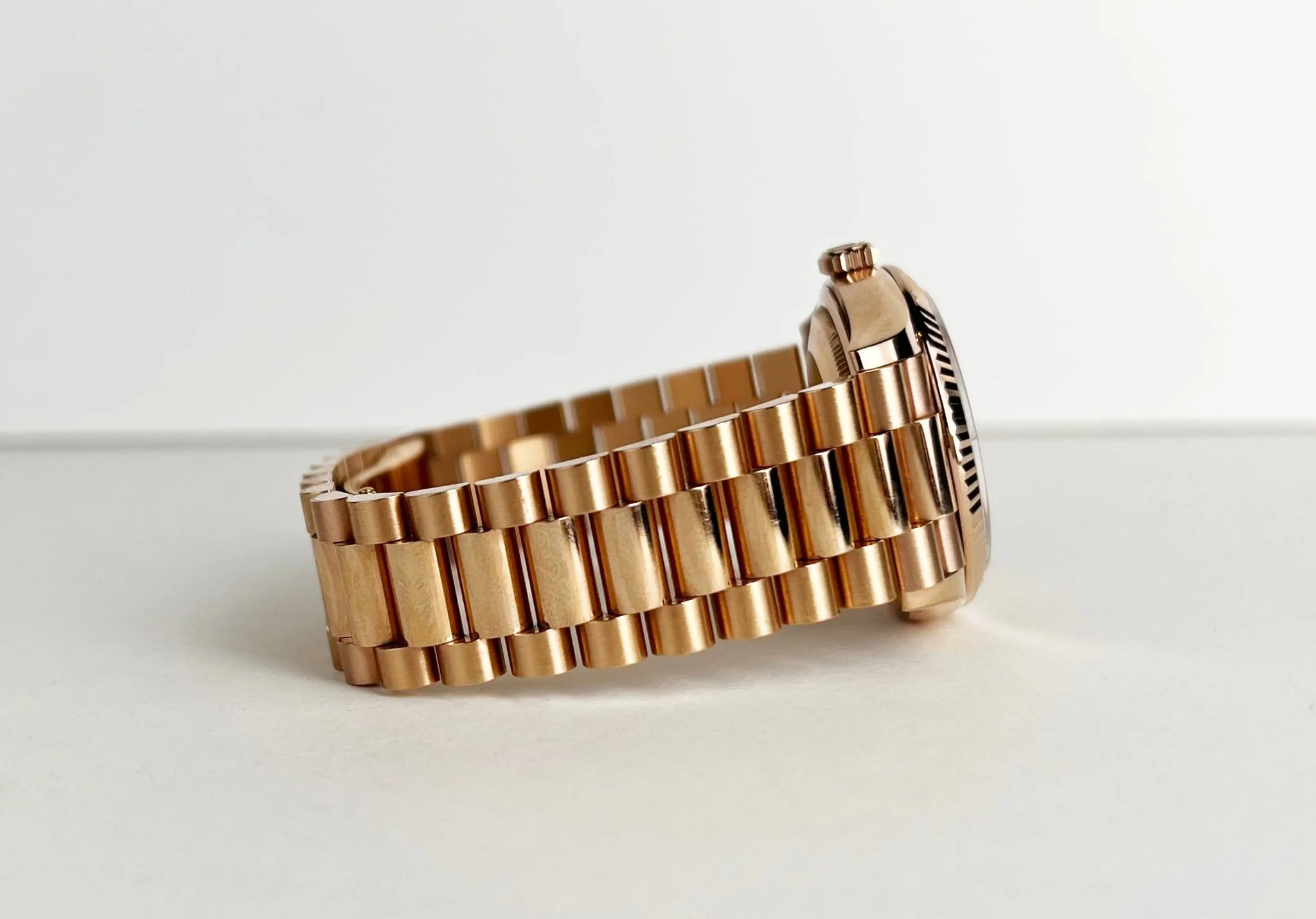 Rolex Day-Date 36 Rose Gold Brown Ombre Diamond Dial & Fluted Bezel President Bracelet 128235 - Image 5