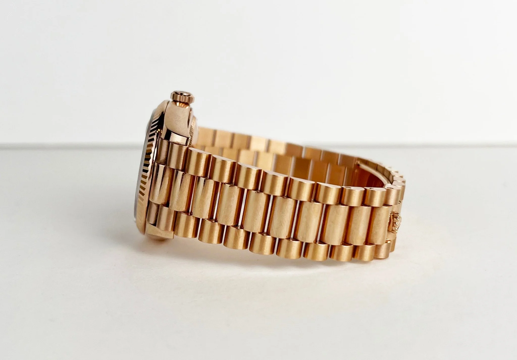 Rolex Day-Date 36 Rose Gold Brown Ombre Diamond Dial & Fluted Bezel President Bracelet 128235 - Image 6