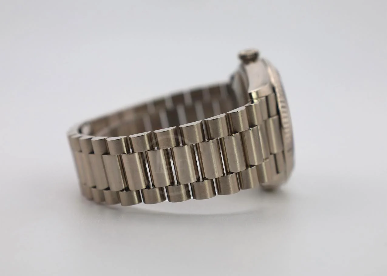 Rolex Day-Date 36 White Gold Blue Ombre Diamond Dial & Fluted Bezel President Bracelet 128239 - Image 3