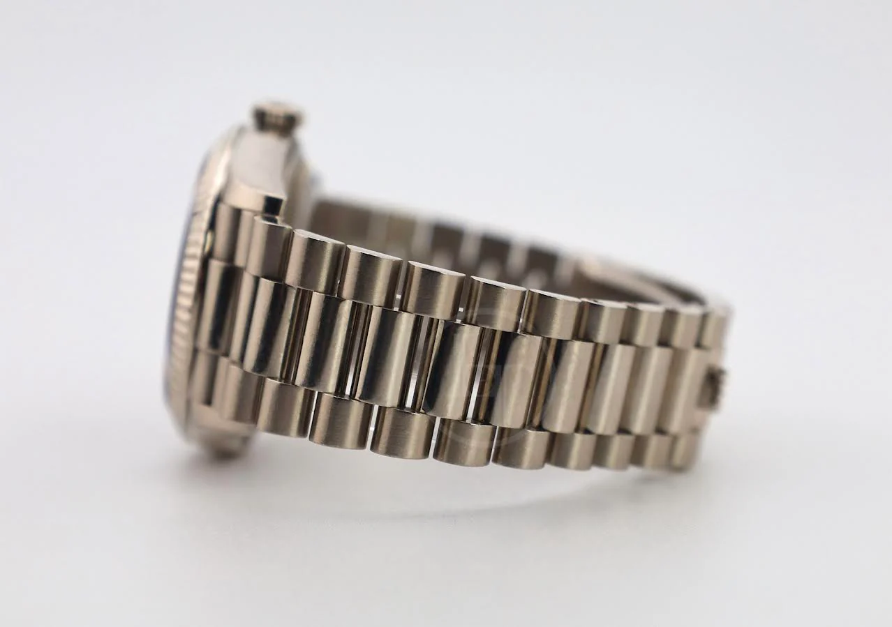 Rolex Day-Date 36 White Gold Blue Ombre Diamond Dial & Fluted Bezel President Bracelet 128239 - Image 4