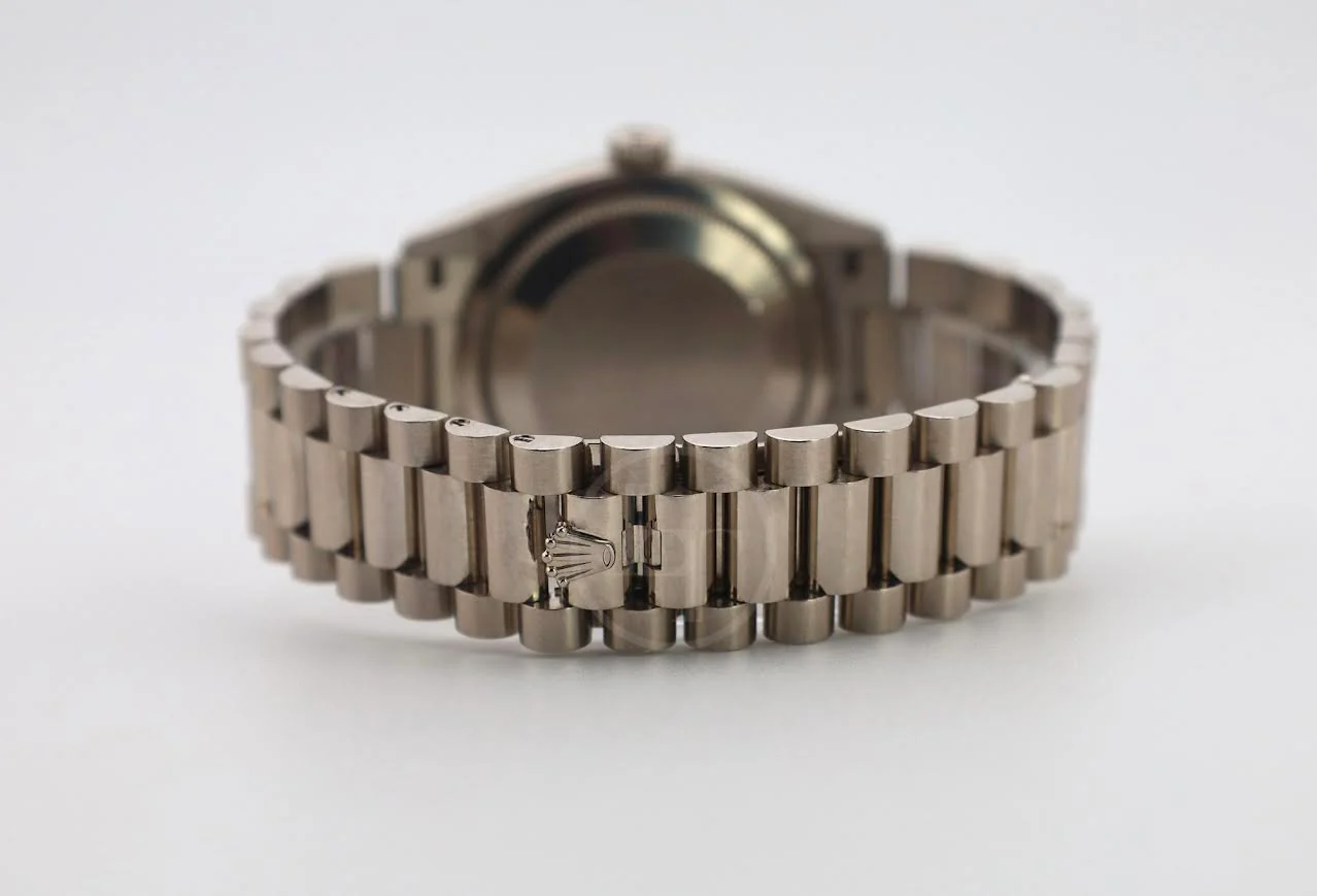 Rolex Day-Date 36 White Gold Blue Ombre Diamond Dial & Fluted Bezel President Bracelet 128239 - Image 5