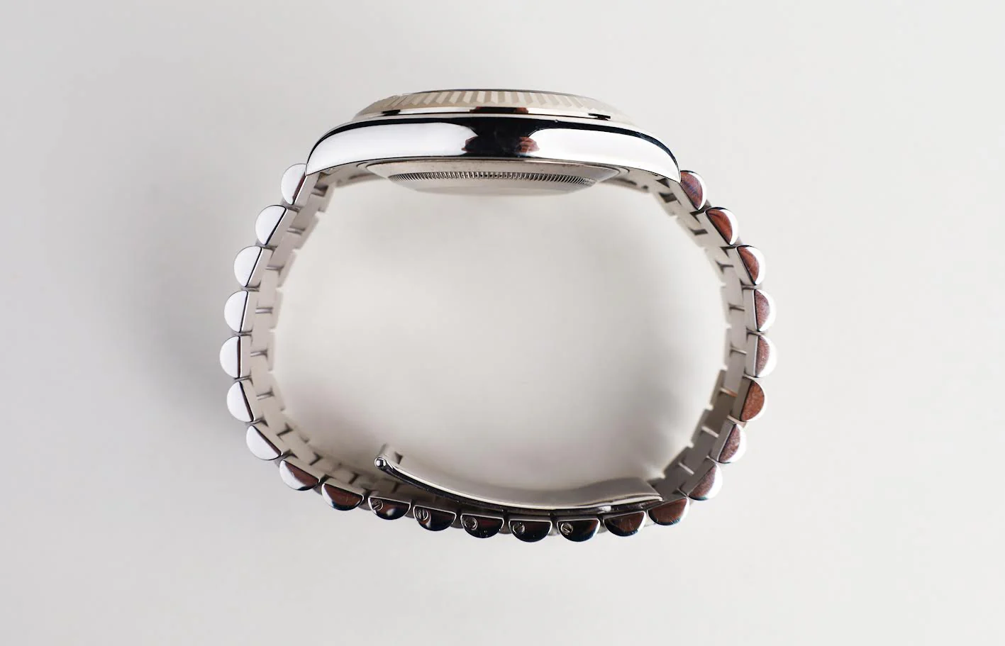 Rolex Day-Date 41mm White Gold Silver Diamond Dial & Fluted Bezel Oyster Bracelet 218239 - Image 7