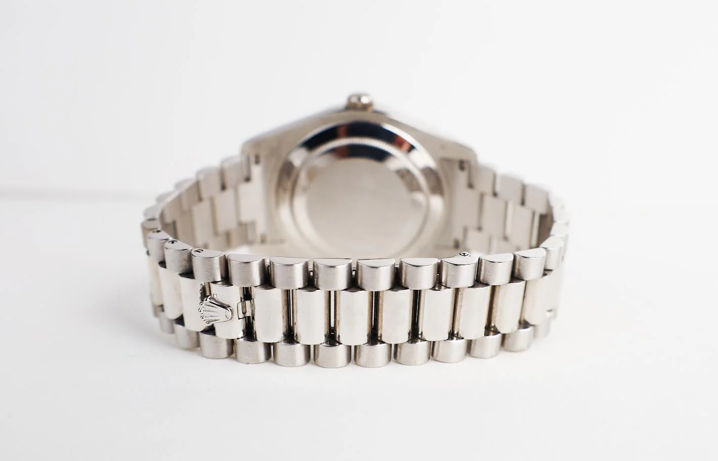Rolex Day-Date 41mm White Gold Silver Diamond Dial & Fluted Bezel Oyster Bracelet 218239 - Image 9