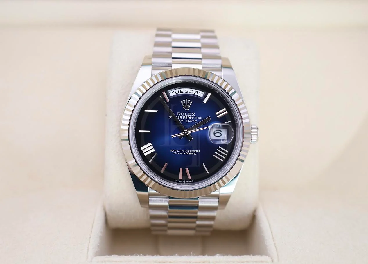 Rolex Day-Date 40 40mm Blue Ombré Dial Fluted Bezel President Bracelet - 228239 | 2024 Model - Image 2