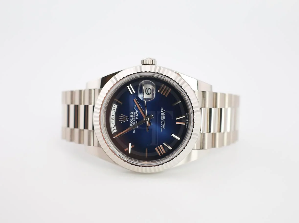 Rolex Day-Date 40 40mm Blue Ombré Dial Fluted Bezel President Bracelet - 228239 | 2024 Model - Image 4