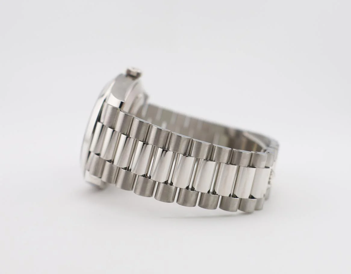 Rolex Day-Date 40 Platinum Ice Blue Diagonal Motif Dial & Smooth Bezel President Bracelet 228206 - - Image 7