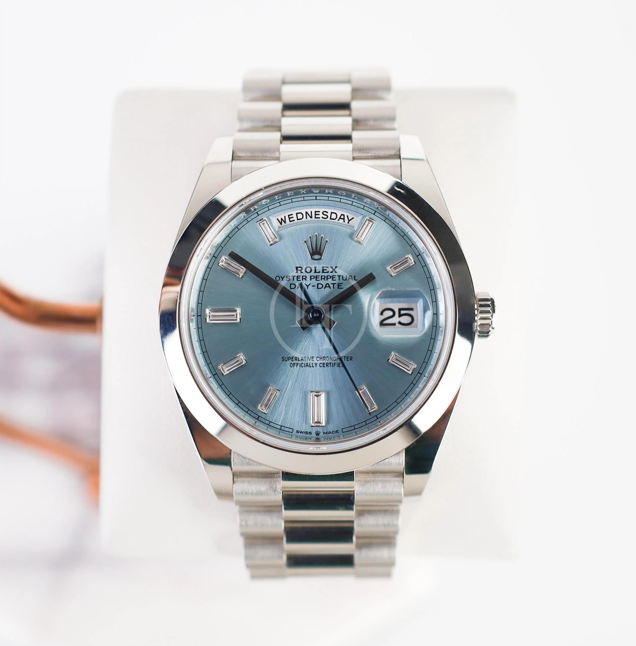 Rolex Day-Date 40 Platinum Ice Blue Diamond Dial & Smooth Bezel President Bracelet 228206 - - Image 2