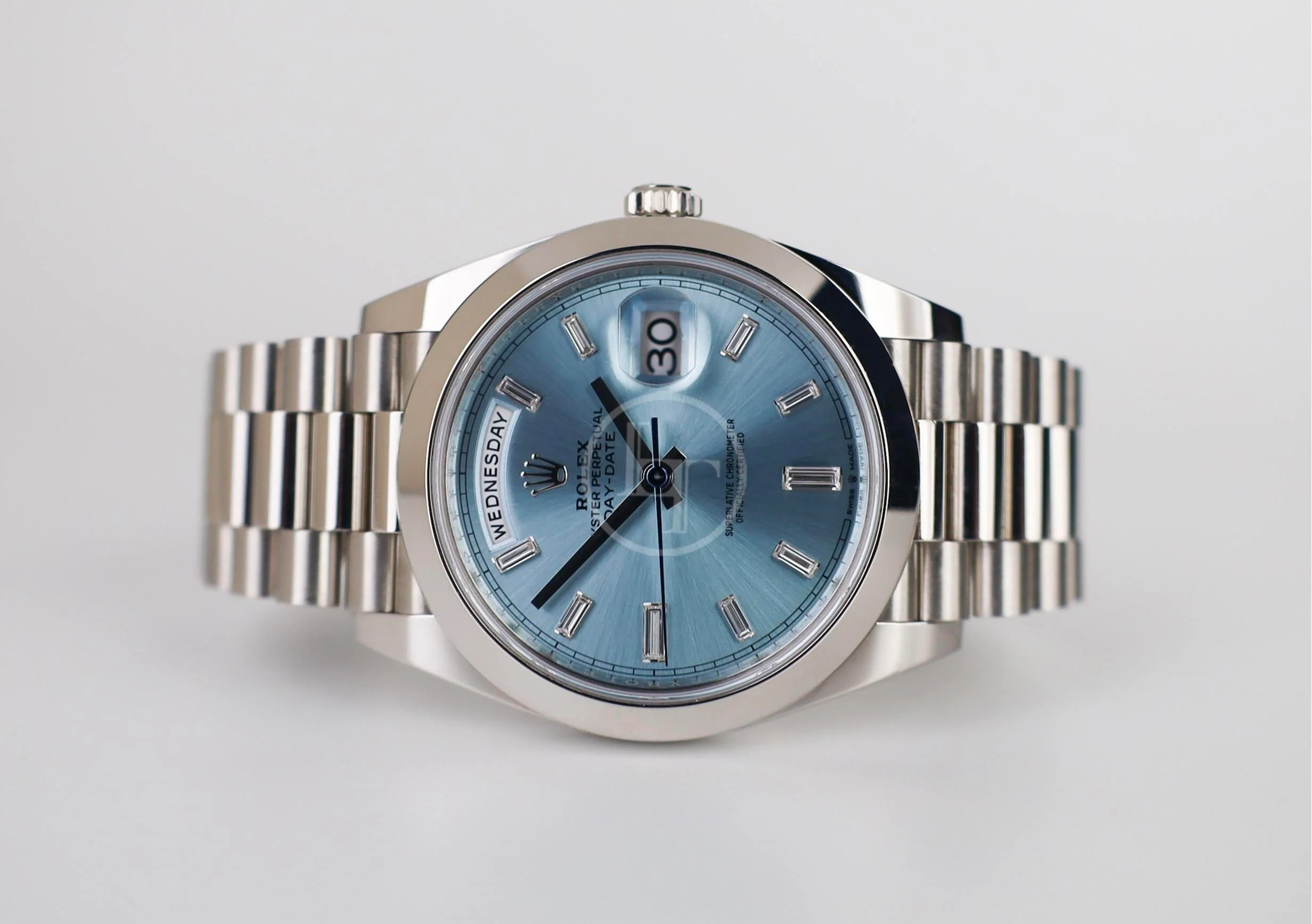 Rolex Day-Date 40 Platinum Ice Blue Diamond Dial & Smooth Bezel President Bracelet 228206 - - Image 5