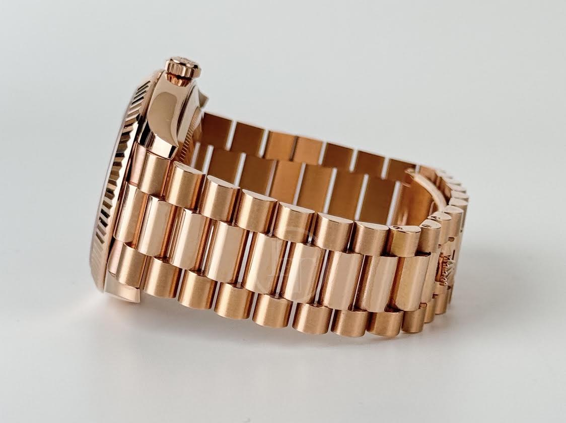 Rolex Day-Date 40 Rose Gold Chocolate Diamond Dial & Fluted Bezel President Bracelet 228235 - - Image 10