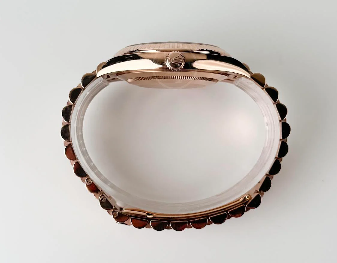 Rolex Day-Date 40 Rose Gold Chocolate Diamond Dial & Fluted Bezel President Bracelet 228235 - - Image 8