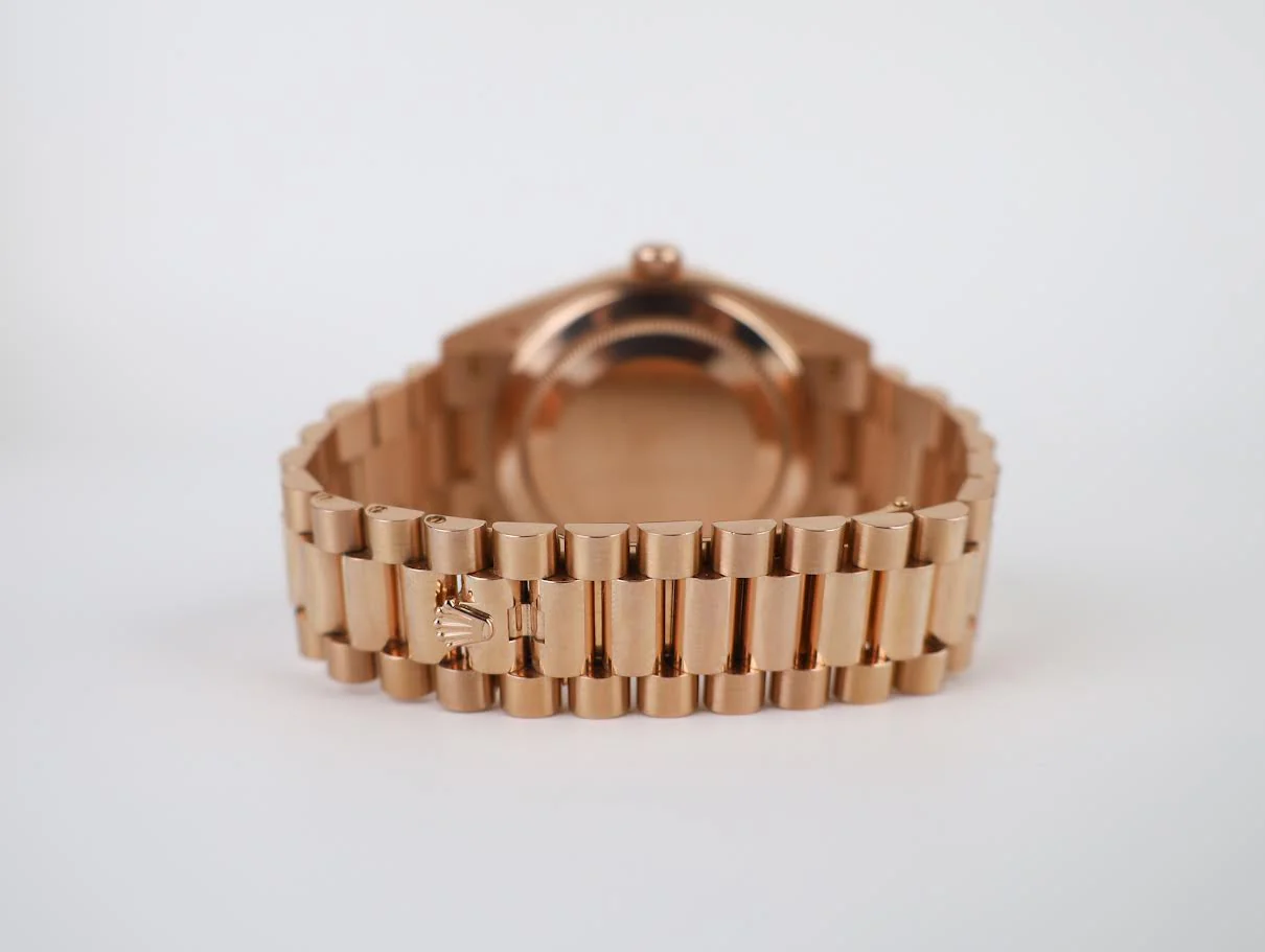 Rolex Day-Date 40 Rose Gold Sundust Diamond Dial & Fluted Bezel President Bracelet 228235 - - Image 10