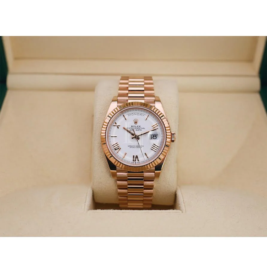 Rolex Day-Date 40 Rose Gold White Roman Dial & Fluted Bezel President Bracelet 228235 - - Image 3