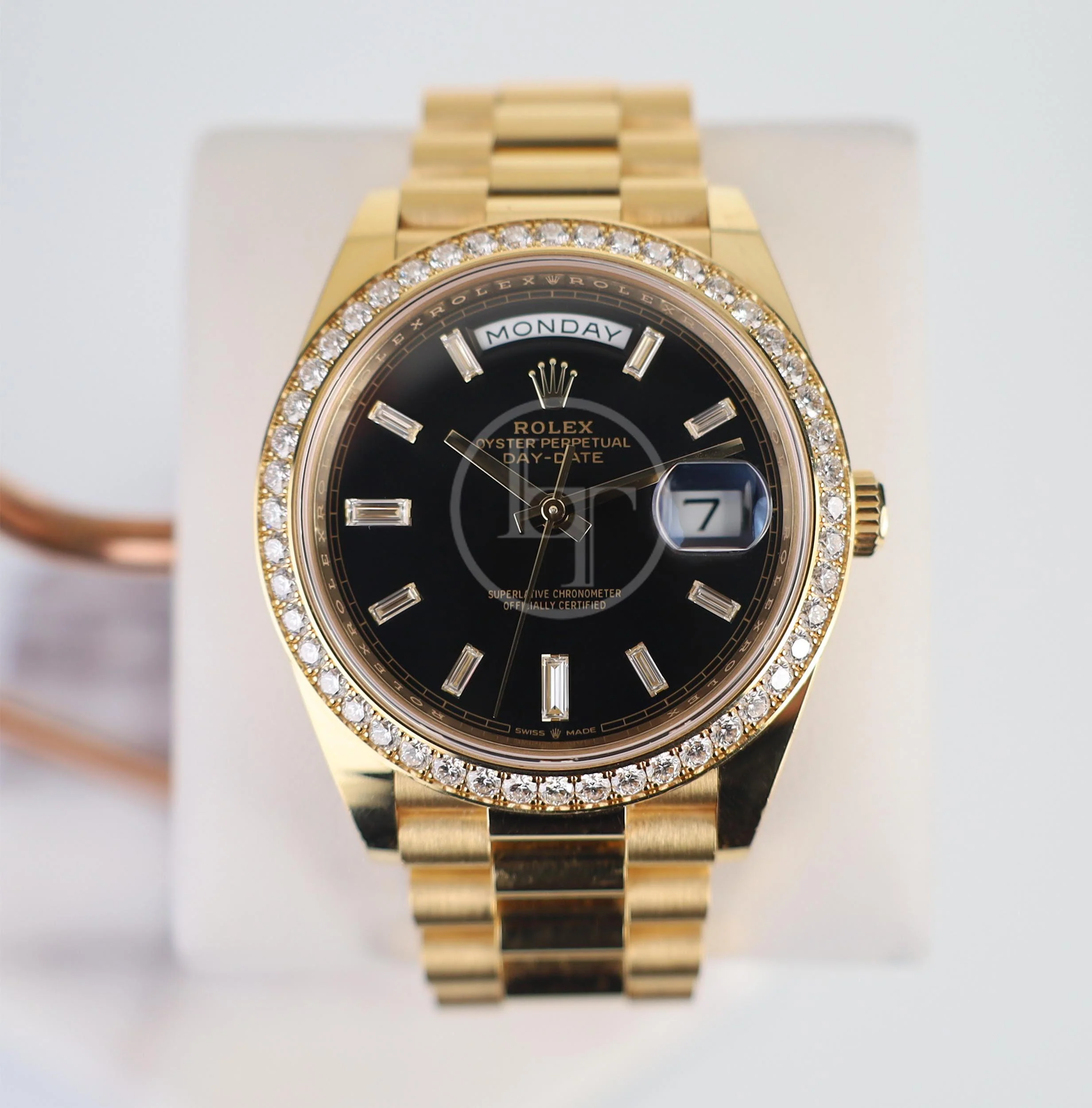 Rolex Day-Date 40 Yellow Gold Black Diamond Dial & Diamond Bezel President Bracelet 228348RBR - - Image 2