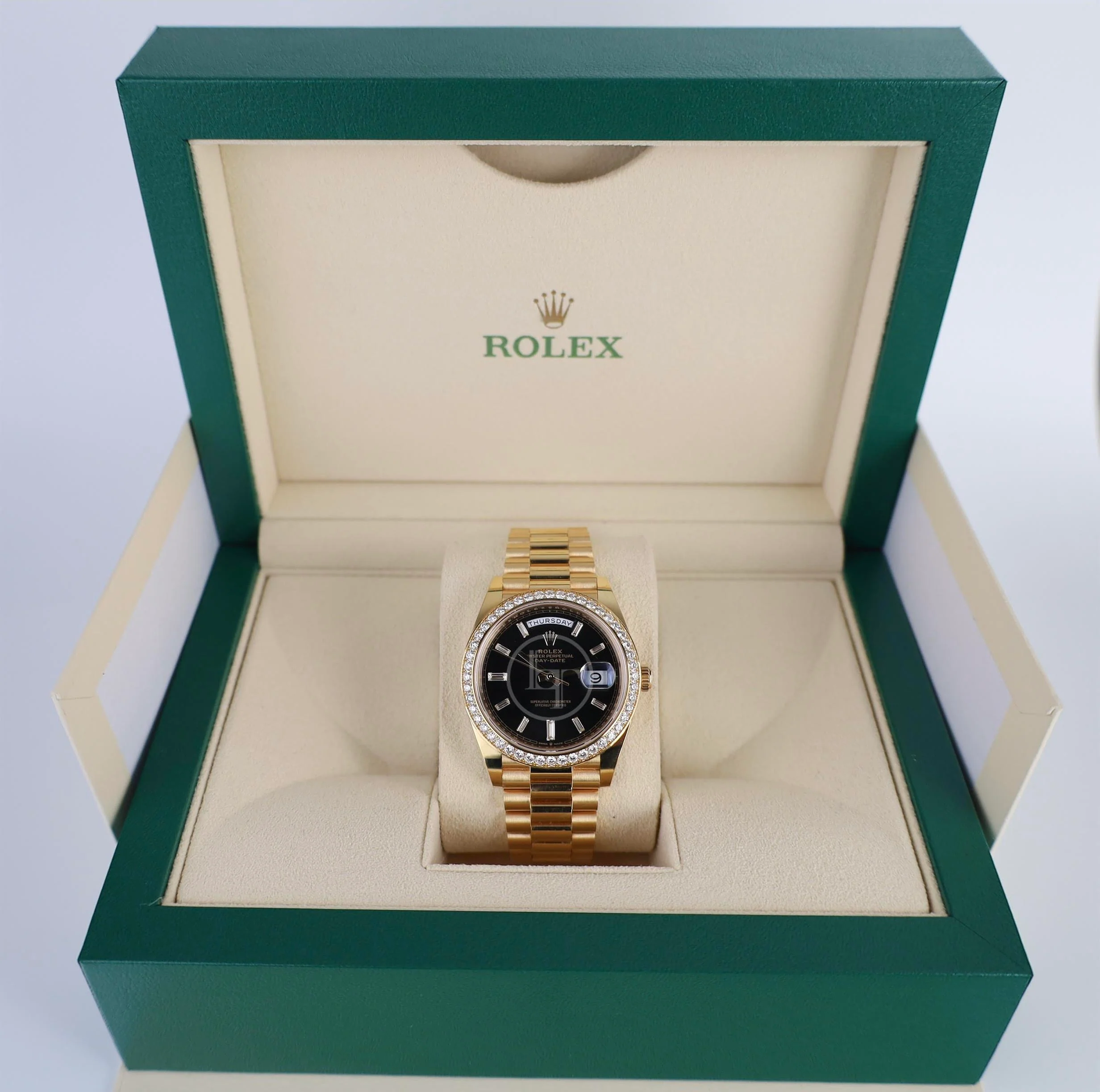 Rolex Day-Date 40 Yellow Gold Black Diamond Dial & Diamond Bezel President Bracelet 228348RBR - - Image 4