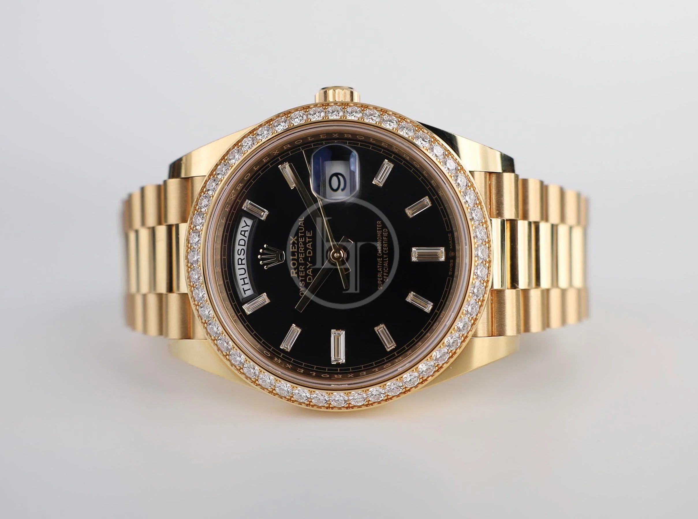 Rolex Day-Date 40 Yellow Gold Black Diamond Dial & Diamond Bezel President Bracelet 228348RBR - - Image 5