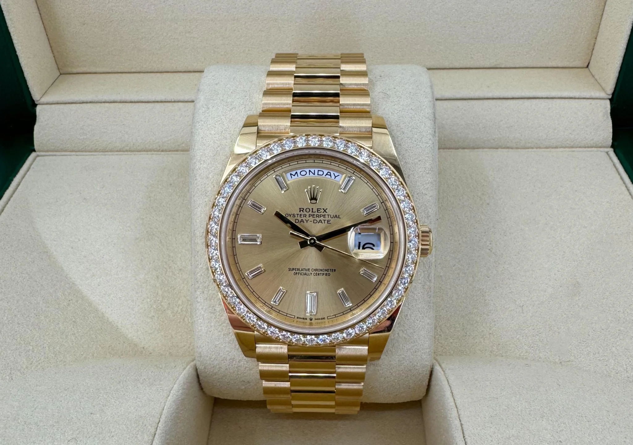 Rolex Day-Date 40 Yellow Gold Champagne Diamond Dial & Diamond Bezel President Bracelet 228348RBR - - Image 3