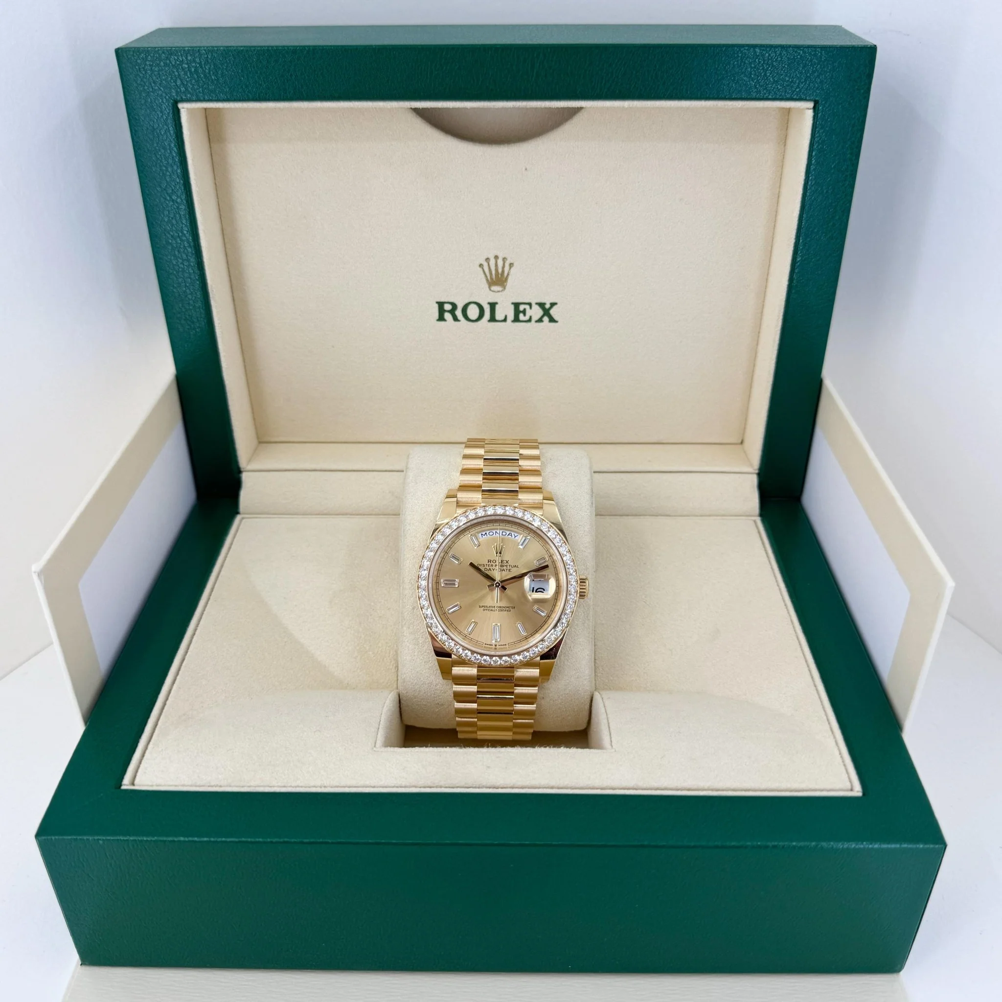 Rolex Day-Date 40 Yellow Gold Champagne Diamond Dial & Diamond Bezel President Bracelet 228348RBR - - Image 4
