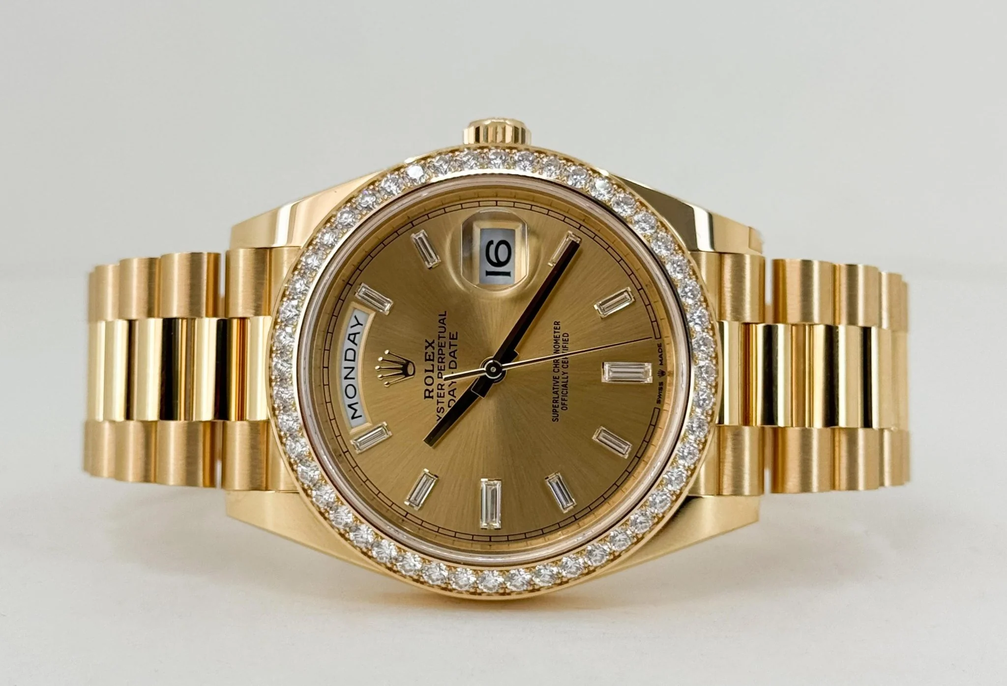 Rolex Day-Date 40 Yellow Gold Champagne Diamond Dial & Diamond Bezel President Bracelet 228348RBR - - Image 5