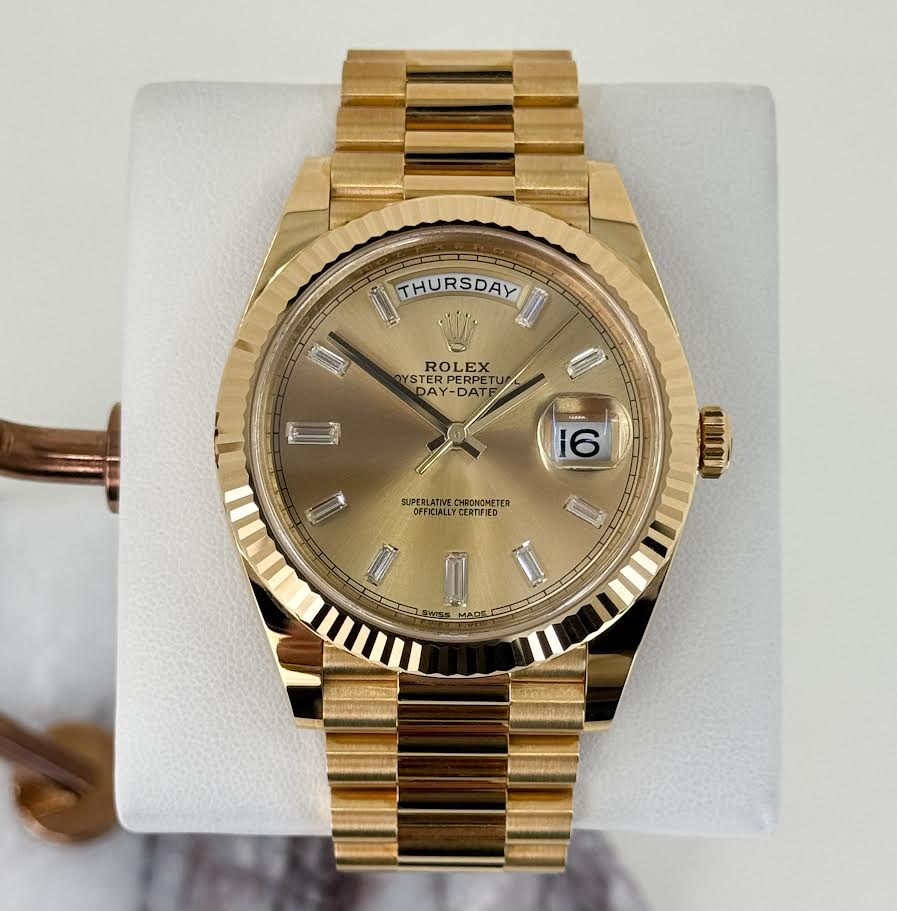 Rolex Day-Date 40 Yellow Gold Champagne Diamond Dial & Fluted Bezel President Bracelet 228238 - - Image 2