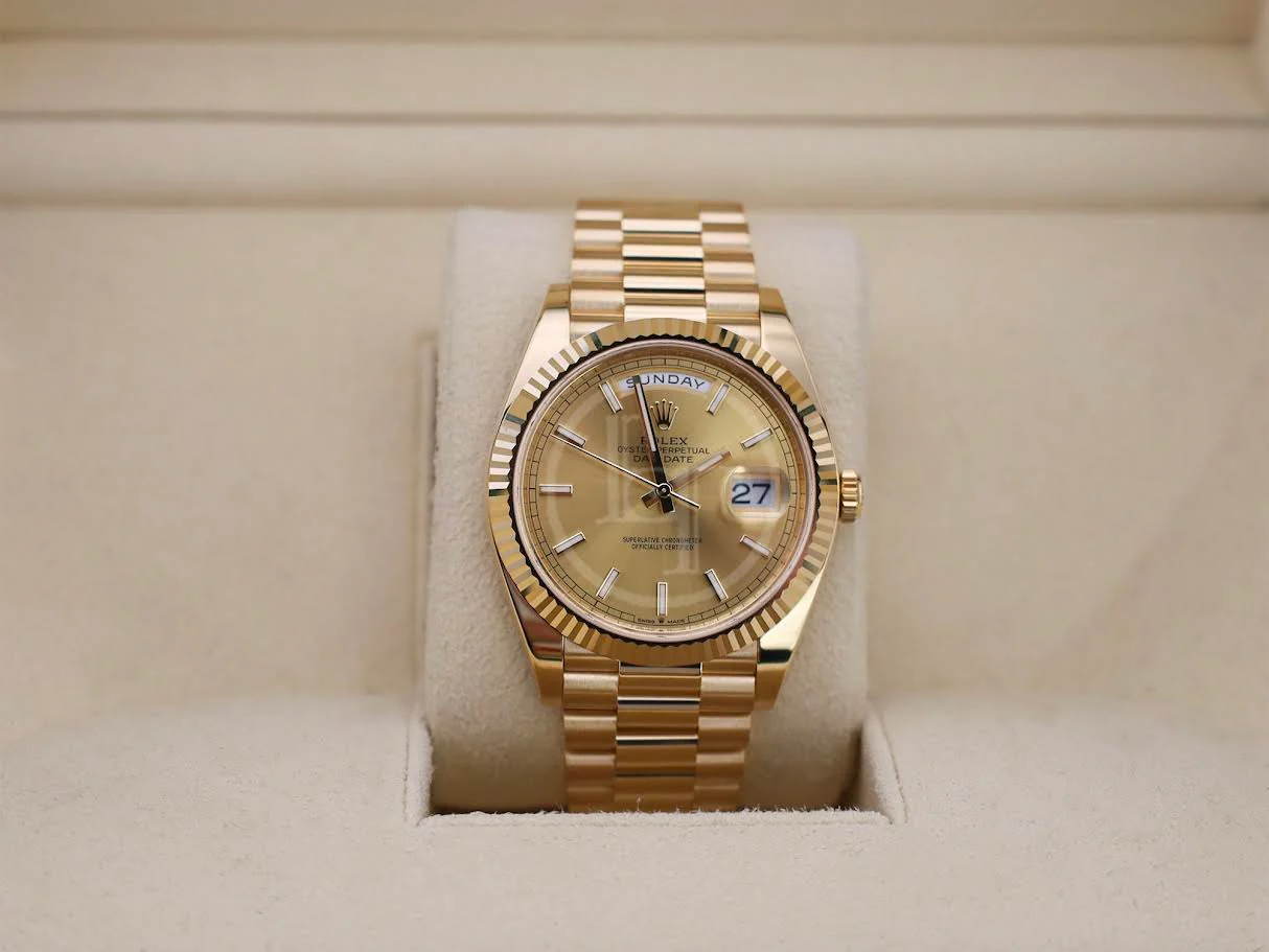 Rolex Day-Date 40 Yellow Gold Champagne Index Dial & Fluted Bezel President Bracelet 228238 - - Image 3