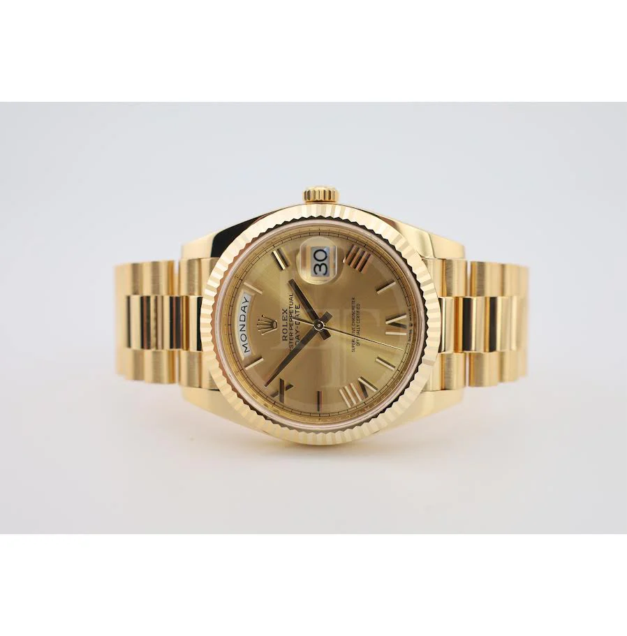 Rolex Day-Date 40 Yellow Gold Champagne Roman Dial & Fluted Bezel President Bracelet 228238 - - Image 5
